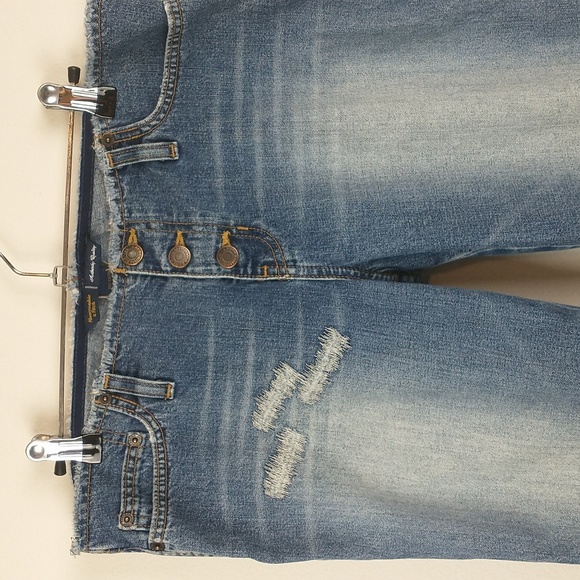 Y2K Vintage Abercrombie & Fitch Womens Cut Off Raw Waist Crop Button Fly Jeans 4 - Picture 2 of 13